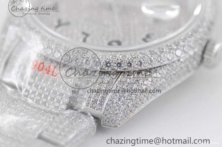 0212 Datejust 41 SS Full Diamonds TWF 1:1 Best Edition Arabic Markers Dial on Bracelet A Sporty 2395